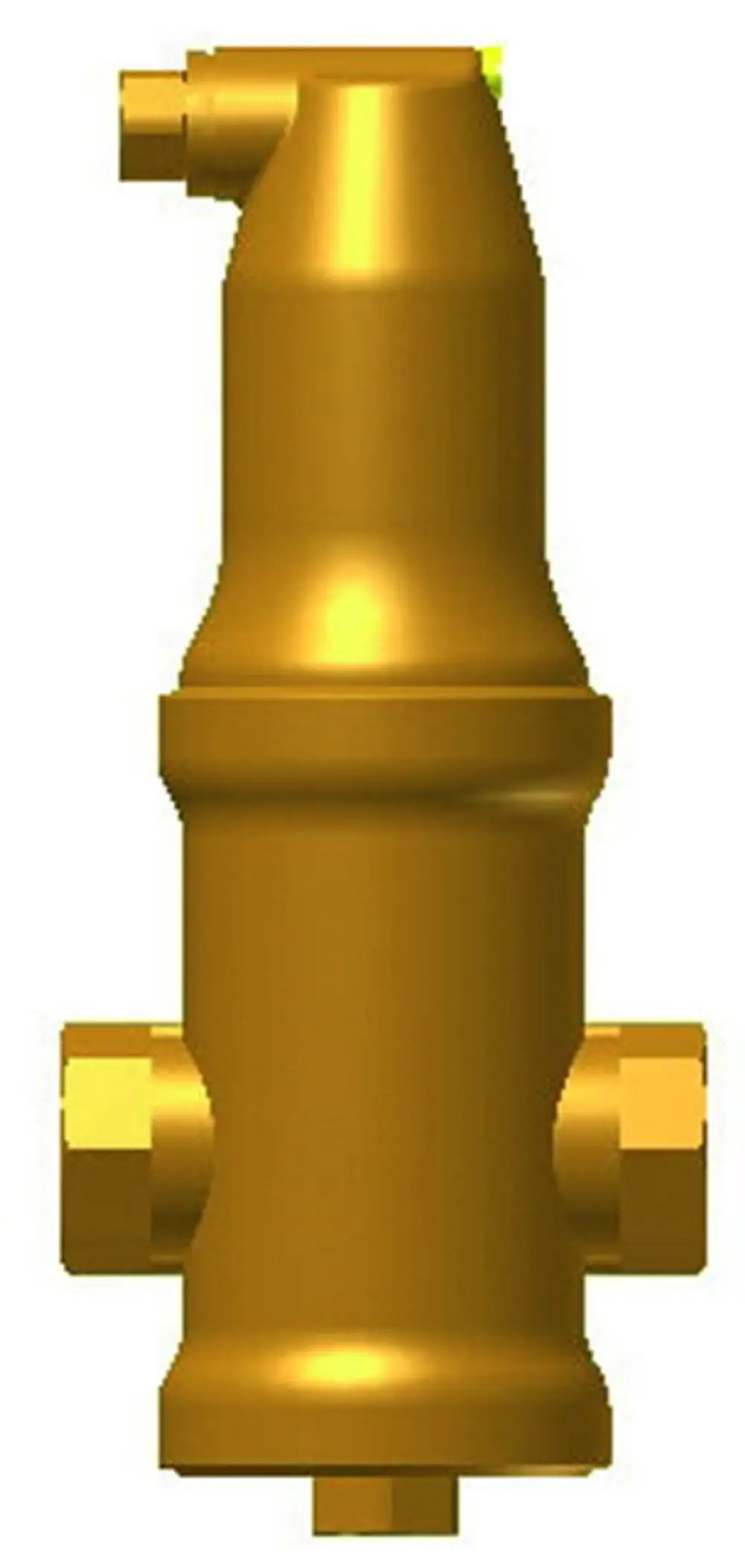 Goldfarbener Separator mit mehreren Anschlüssen, hergestellt von IMI Hydronic Engineering. Das Produkt hat eine kompakte Form mit einem schmalen oberen Teil.
